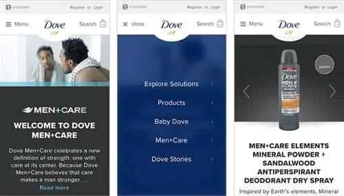 Лучшие мобильные сайты Dove Men + Care