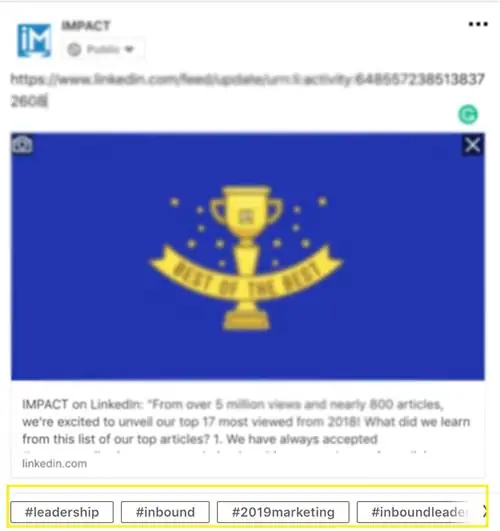 предлагаемые хэштеги на linkedin