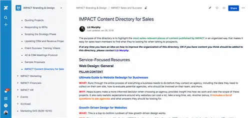 Каталог контента IMPACT для продаж IMPACT Branding Design Confluence