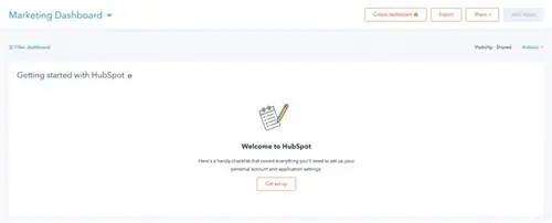 Свежая панель портала HubSpot