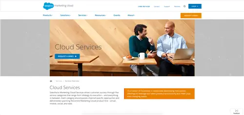 Страница облачных сервисов Salesforce Marketing