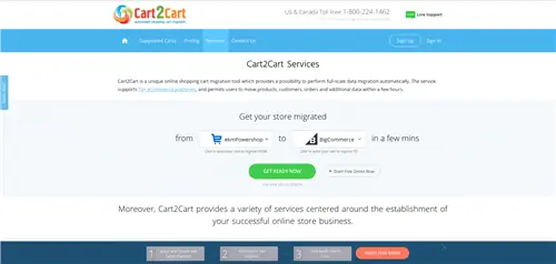 Страница услуг Cart2Cart