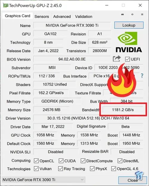 Geeknetic Они разгоняют память MSI RTX 3090 Ti SUPRIM X, достигая пропускной способности 24, 6 Гбит/с и 1181 ГБ/с 1 Geeknetic Они разгоняют память MSI RTX 3090 Ti SUPRIM X, достигая пропускной способности 24, 6 Гбит/с и 1181 ГБ/с 1