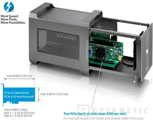 Geeknetic AKiTiO Node Duo позволяет разместить 2 видеокарты и одновременно заряжать 3 устройства Geeknetic AKiTiO Node Duo позволяет разместить 2 видеокарты и одновременно заряжать 3 устройства