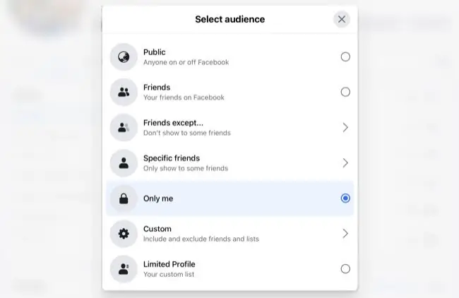 Изменить видимость информации профиля Facebook