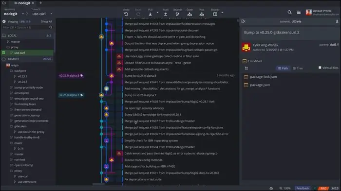 Главное окно GitKraken