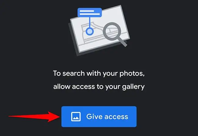 Нажмите «Предоставить доступ» в Google Lens