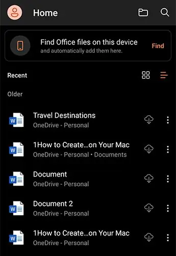 Microsoft Office для Android в темном режиме Microsoft Office для Android в темном режиме