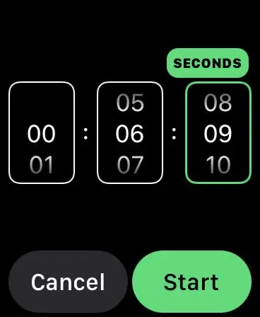 Ручная установка пользовательского таймера в watchOS 8