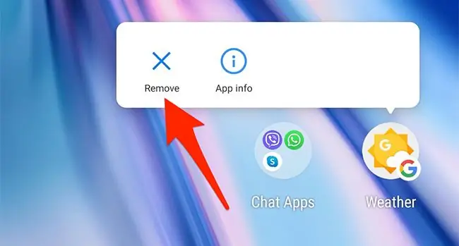 Нажмите «Удалить» для приложения «Погода» Google на Android