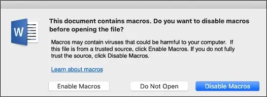 Включить или отключить сообщение макросов для Mac Включить или отключить сообщение макросов для Mac