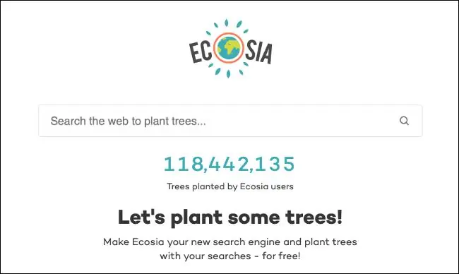 Поисковая строка Ecosia Поисковая строка Ecosia