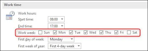 изменить ваши рабочие дни в файле