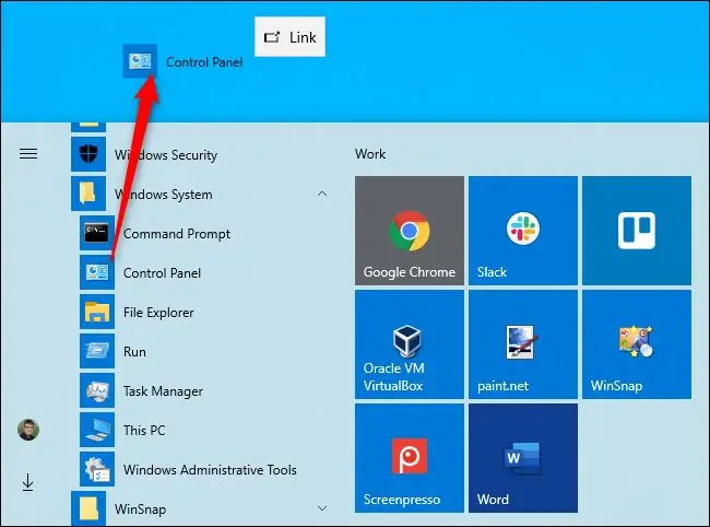 Создание ярлыка на рабочем столе для панели управления в Windows 10