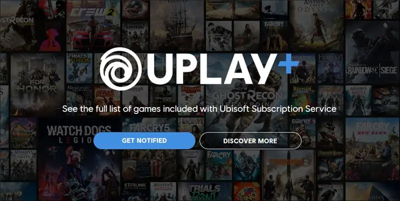 Логотип Uplay Plus на фоне нескольких обложек видеоигр