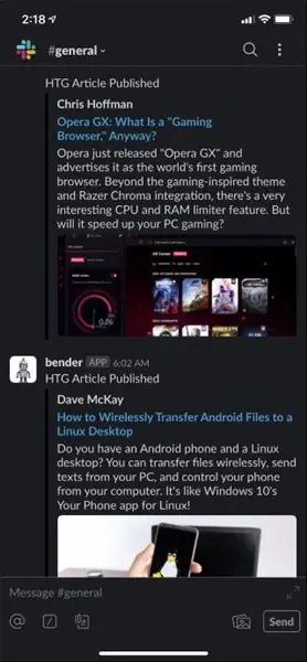 Slack на iPhone показывает канал с включенным темным режимом Slack на iPhone показывает канал с включенным темным режимом