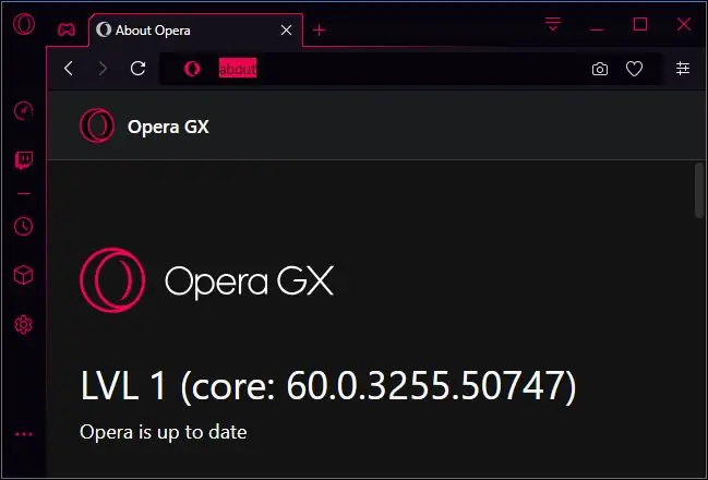 Номер версии Opera GX уровня 1 Номер версии Opera GX уровня 1