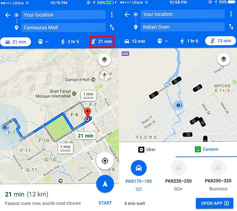 Как забронировать Uber в Google Maps