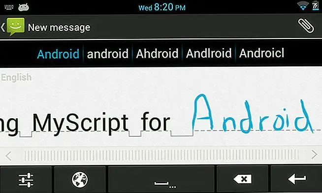 MyScript Stylus устанавливается так же, как любое другое приложение для замены клавиатуры, и поставляется с обычным набором необходимых функций, таких как подсказки в строке над областью ввода. Тем не менее, он имеет некоторые очень интуитивные функции, которые отличают его от других аналогичных решений. Например, чтобы заменить слово из вывода, вы можете просто набросать новое слово поверх существующего. Слово, выделенное синим цветом, - это то, с которым вы сейчас работаете.