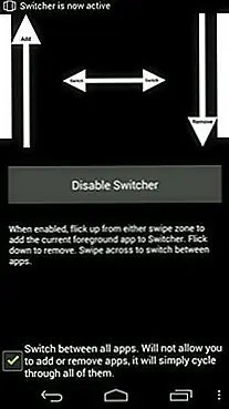 Переключение между запущенными приложениями для Android с помощью жестов смахивания с помощью Switcher