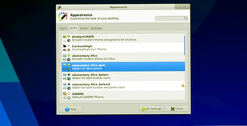 Раздел иконок, например «Стиль», имеет приличный список на выбор. В нем перечислены все темы значков, установленных в текущей системе. Чтобы изменить значок, установленный для вашего рабочего стола, нажмите на один в списке.