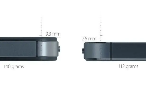 Все эти прекрасные новые технологии означают, что Apple удалось сбрить пару миллиметров толщины. Отчасти благодаря новому разъему, комбинированному радиочипу и интегрированным сенсорным электродам прямо в пиксели, iPhone 5 имеет толщину всего 0,3 дюйма. Это также легче, весом чуть менее 4 унций