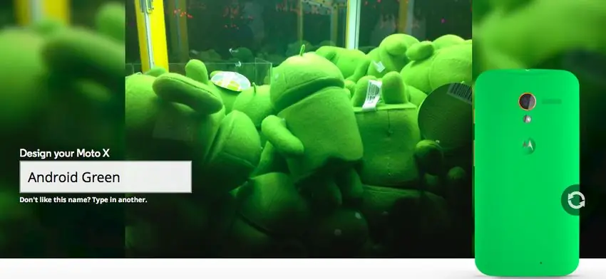 На этой картинке торгового автомата Android получился ярко-зеленый Moto X