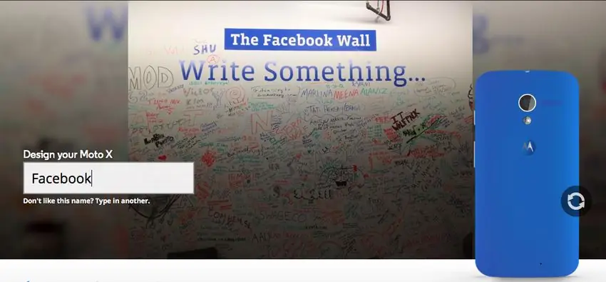 Мото Матч вытащил синюю из этой фотографии из Facebook и создал телефон Facebook, как никто другой
