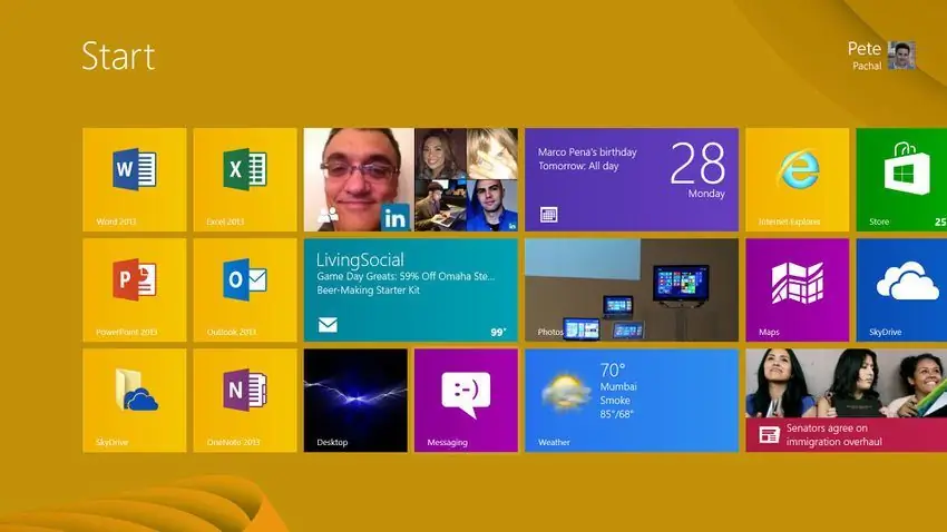 Первая версия Microsoft Office для Windows 8 - Office 365 Home Premium - наконец-то доступна. Стоимость годовой подписки составляет 99,95 долл. США. Она интегрирует облачные возможности подключения, сенсорные и социальные сети в среду Office. Приложения работают в среде рабочего стола в Windows 8