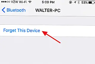 Убедитесь, что вы хотите забыть устройство.