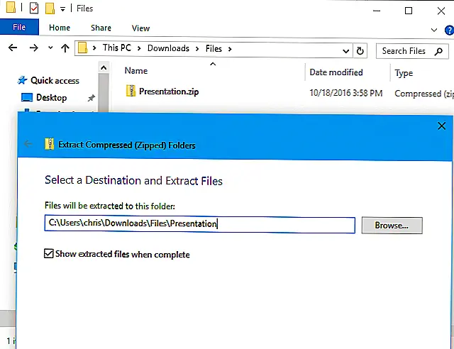 Windows также может работать с загружаемыми ZIP-файлами. Просто дважды щелкните файл.zip, чтобы просмотреть его содержимое. Затем вы можете копировать и вставлять или перетаскивать файлы в любом месте на вашем ПК.
