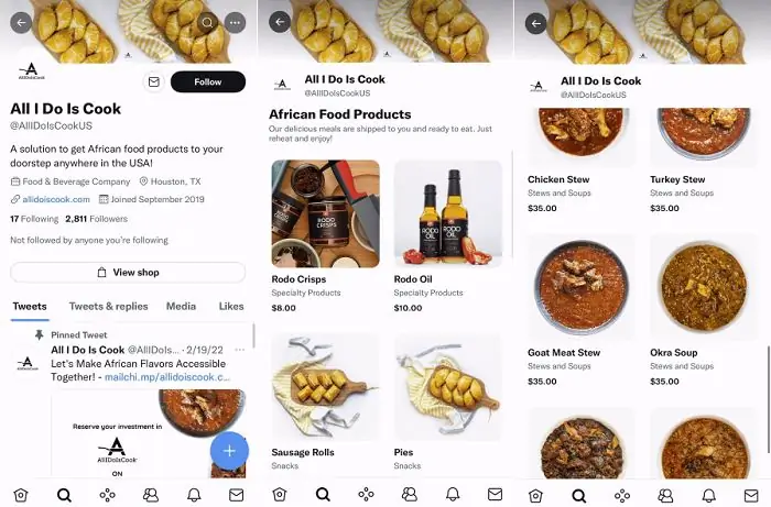 Вкладка «Магазин Твиттера»