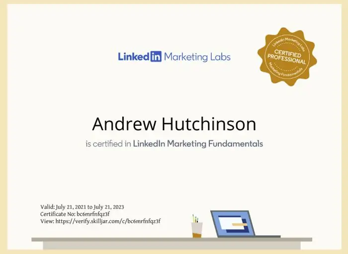Сертификат LinkedIn Marketing Labs Сертификат LinkedIn Marketing Labs