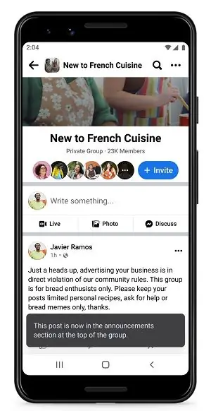 Обновление групп Facebook