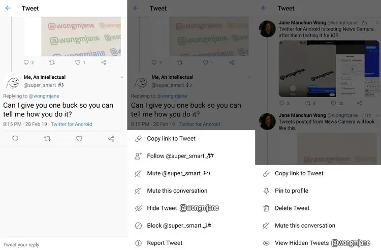 Пример скрытия ответов на твиты
