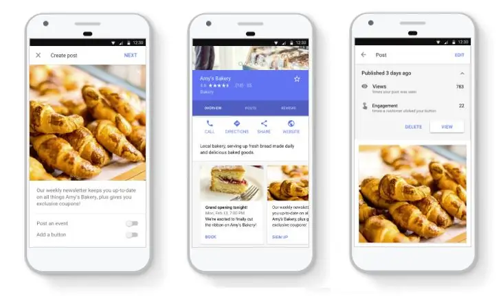 Скриншоты Google Business Posts