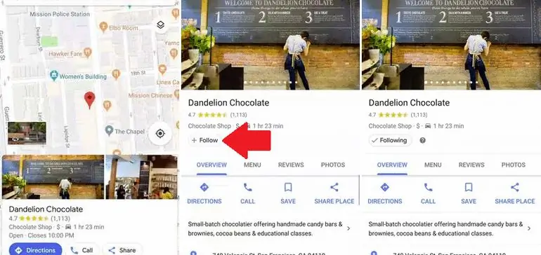 Google добавляет новую функцию «Подписаться» для компаний на Google Maps