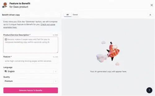 Feature to Benefit Generator - Как написать описание продукта