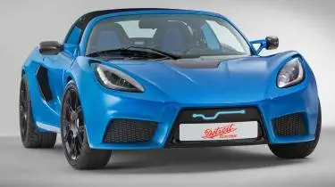 Спорткар Detroit Electric Lotus Elise синий спереди