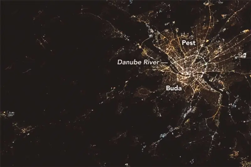 Будапешт ночью, вид с МКС