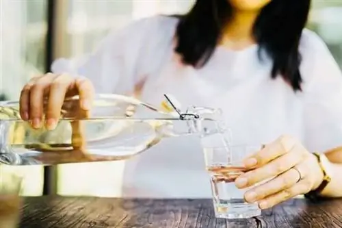 Женщина, которая пьет больше воды, чтобы бороться с задержкой жидкости