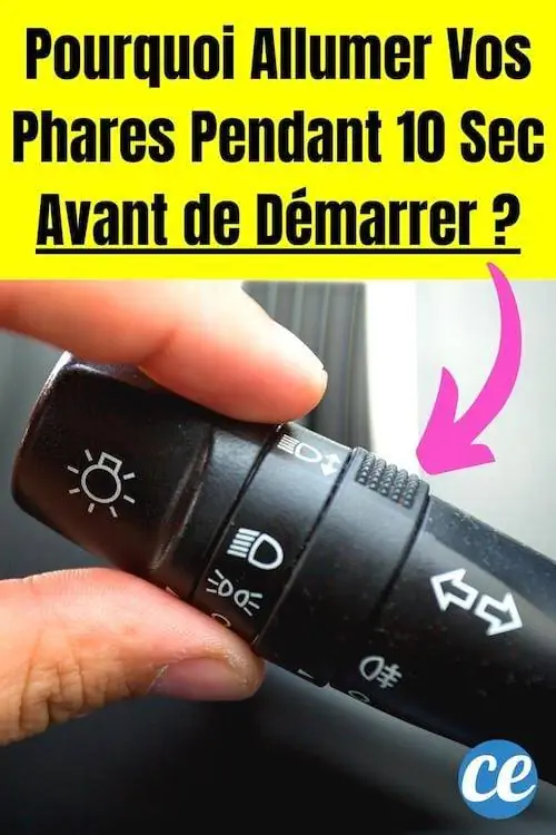 рука, которая включает фары автомобиля перед запуском, чтобы избежать проблем с аккумулятором