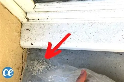 Крупная соль, посыпанная вдоль окон, поглощает влагу.