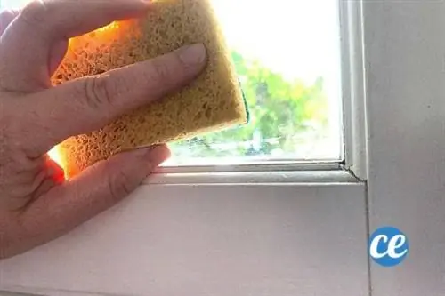 Губка с глиняным камнем для удаления остатков клея на оконном стекле