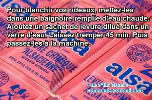чтобы найти белые шторы, замочите их в воде с дрожжами