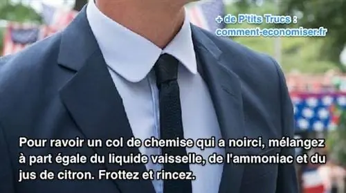 рубашка с чистым воротником, очищенная нашатырным спиртом, лимонным соком и средством для мытья посуды