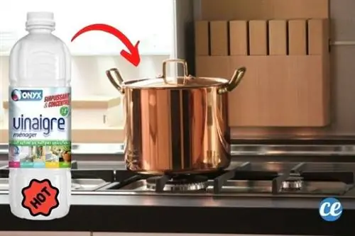 блестящая медная кастрюля горячий уксус