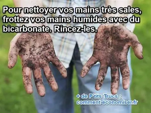 вымойте руки, полные грязи или жира, с пищевой содой