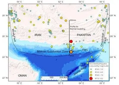 Высокий риск цунами для Ирана, Омана и Пакистана