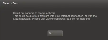 Исправление ошибки Steam Не удалось подключиться к сети Steam